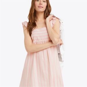 NWT Draper James Maddie Babydoll Dress in Cabana Stripe Light Pink 2X